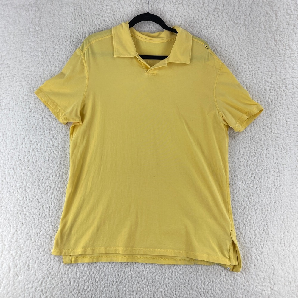 Lululemon Yellow Short Sleeve‎ Polo Shirt Mens Pull Over Activewear Size XL